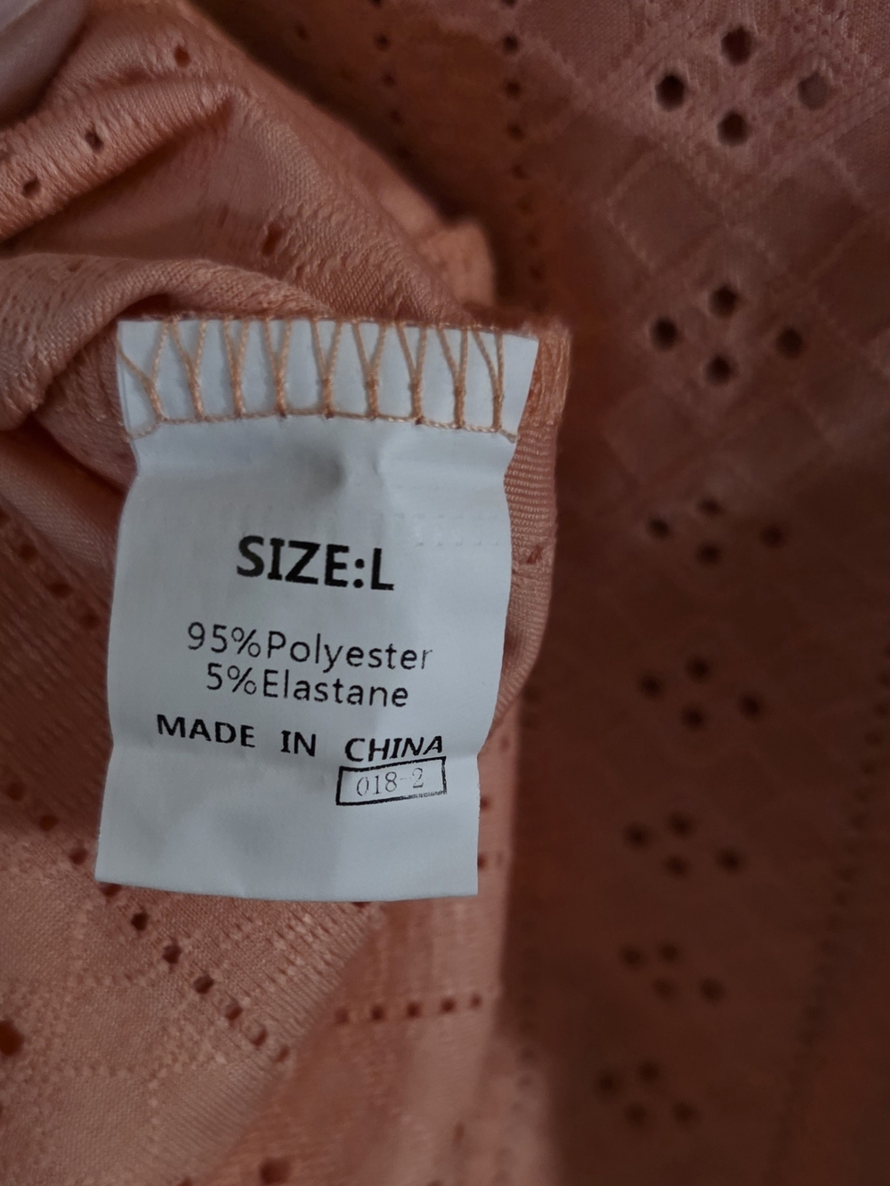 Women's Eyelet Puff Sleeve Top - Coral - Picture 6 of 6